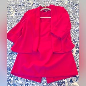 Barbiecore pink skirt suit with shawl collar